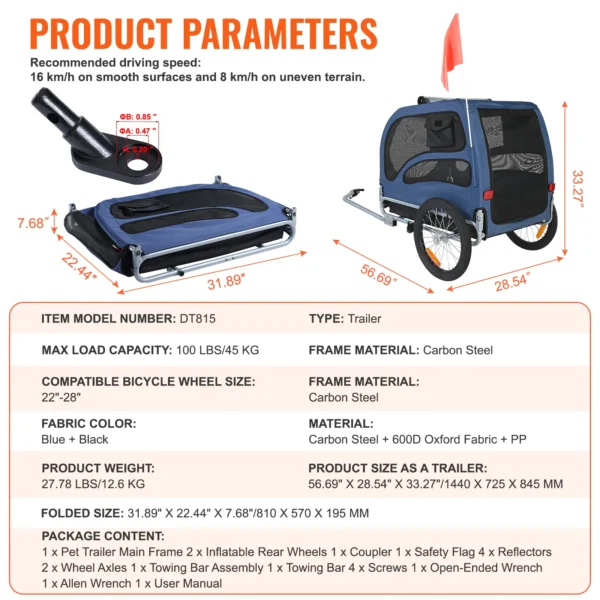 100lbs Pet Cart Bicycle Carrier